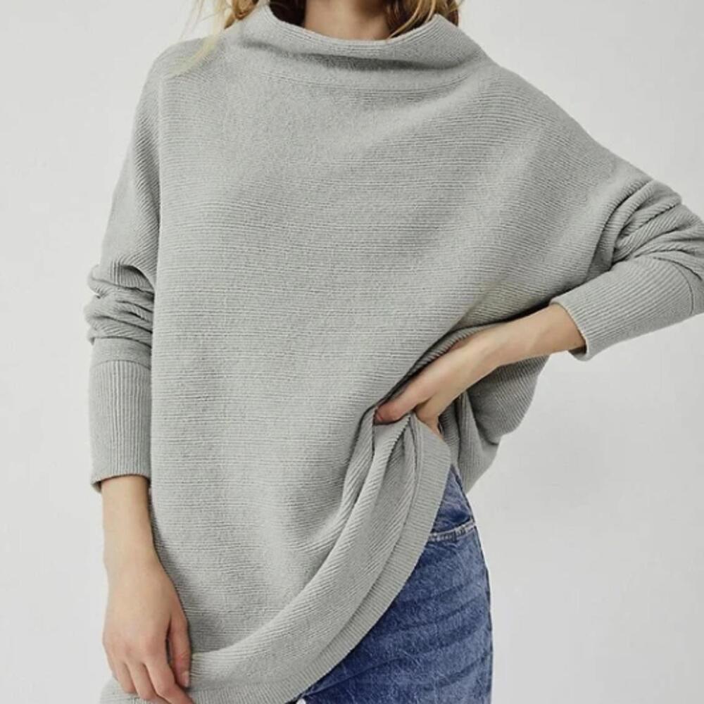 Free People Gray Oversized Ottoman Slouchy Tunic - Size - XS
